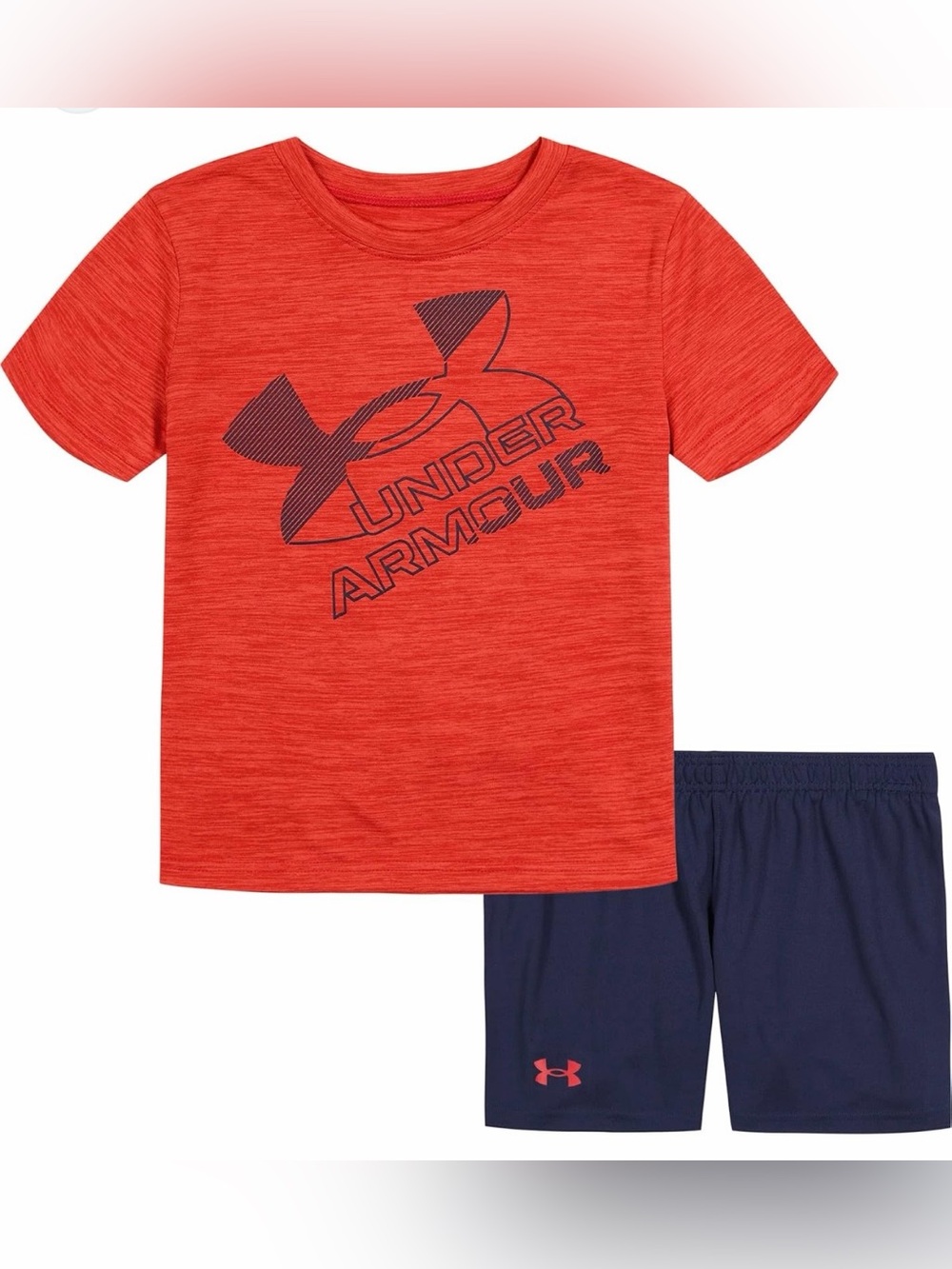 Under Armour Red Heather Tee with Navy Shorts Set